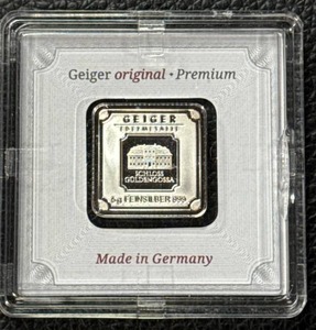 lot 135 image: 5 Gram Geiger Edelmetalle 999 Fine Silver Square Bar (Schloss Guldenossa)