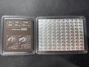 lot 189 image: Valcambi Suisse 100g Silver CombiBar (100 x 1g Bars, .999 Fine Silver)