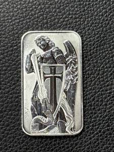 lot 194 image: 1 Troy Ounce .999 Fine Silver Scottsdale Mint Bar Featuring Archangel Design
