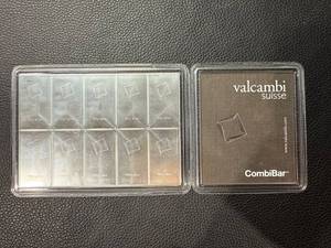 lot 200 image: Valcambi Suisse 100g CombiBar Silver Ingot Set, 10x10g Bars