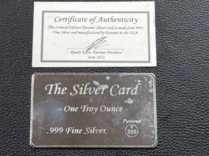 lot 12 image: The Silver Card, 1 Troy Ounce of .999 Fine Silver, 2022