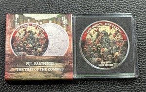 lot 111 image: 2022 Fiji Silver Dollar Coin Time Of The Zombies with Case