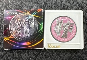 lot 114 image: 2019 Germania Mint 5 Mark Allegories Coin in iColor Pink Finish