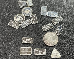 lot 128 image: 20 Grams Silver Mini Bars and Coins Assorted Designs