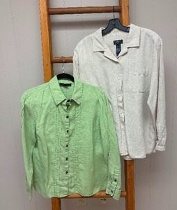 lot 49 image: Set of 2 Womens Linen Blend Shirts  Style&Co and Crazy Horse