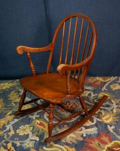 lot 11 image: Wooden Childrens Rocking Chair