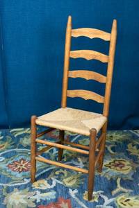 lot 18 image: Shaker Style Ladder Back Rush Seat Side Chair