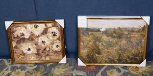 lot 28 image: Set of 2 Threshold Brand Artwork Pieces with Gold Frames
