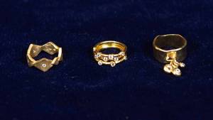 lot 50 image: Set of 3 Golden Odyssey 14K Gold Plated CZ Rings  Size 7