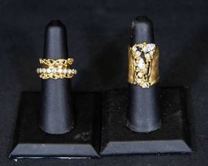 lot 80 image: Set of 2 Golden Odyssey 14K Gold Plated CZ Rings  Size 6