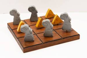 lot 107 image: Mouse and Cheese Wooden Tic-Tac-Toe Board