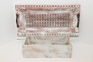 lot 127 image: Vintage Inspired Metal Tray and Wooden Box