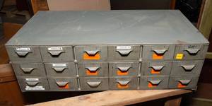 lot 40 image: Vintage Metal Industrial Cabinet  34 x 17 x 10.75