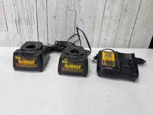 lot 9046 image: Three DeWalt Battery Chargers, Including Models DCB115 and DW9116