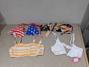 lot 36 image: (4) NEW ASSORTED SWIMWEAR TOPS (LARGE)