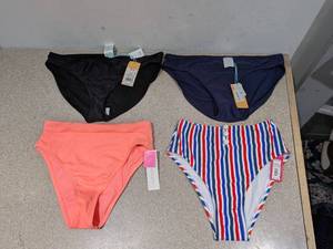 lot 39 image: (4) NEW ASSORTED WOMENS SWIMWEAR BOTTOMS (MEDIUM)