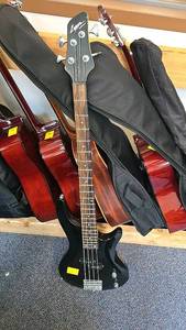 lot 12 image: Lyon by Washburn Electric Bass Guitar, Black, with Gig Bag