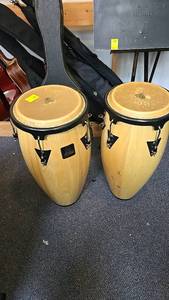 lot 15 image: LP Aspire Conga Drum Set, Natural Finish, Black Hardware