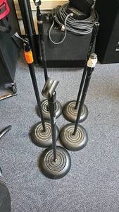 lot 22 image: (5) On-Stage and Ultra Microphone Stands, Adjustable Height, Black