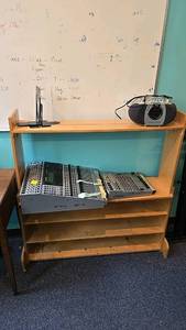 lot 40 image: Behringer DDX3216 Digital Audio Mixer, Book Shelf and CD player.