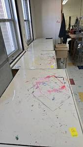lot 72 image: (4) Art Classroom Workbenches, Wood Frame, Laminate Top, with Drawers