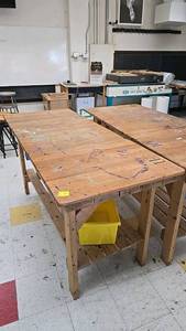 lot 75 image: Wooden WorkbenchTable with Lower Shelf, 72x30x36 Inches