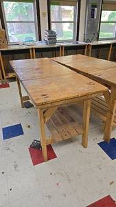 lot 78 image: Large Wooden Workbench with Storage Shelf