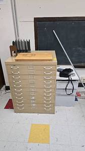 lot 81 image: Canon PowerShot S500 & Fujifilm FinePix A205 Digital Cameras, 11-drawer file cabinet.
