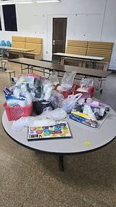 lot 112 image: Large Lot of Disposable Tableware, Various Brands, Over 100 Items, Table included.