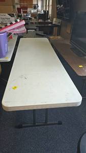 lot 129 image: Lifetime Folding Table, High-Density Polyethylene, Powder-Coated Steel Frame