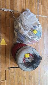lot 158 image: Frisbee Disc and Cone Set, Red and Grey, Mesh Carrying Bag