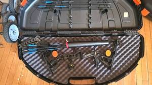 lot 161 image: Sanlida Compound Bow with Flambeau Case, Includes Arrows