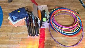 lot 164 image: BaseballSoftball Bats and Hula Hoops Set, Easton & Rawlings, 6 Bats, 20 Hoops