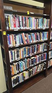 lot 201 image: Bookshelf with Approximately 100 Books, Mixed Genres