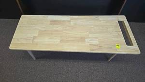 lot 235 image: Rectangular Wooden Coffee Table, 48x20x17 Inches, Natural Wood Finish