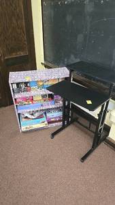 lot 254 image: Adjustable Laptop StandDesk, Black, Shelf with all puzzles.