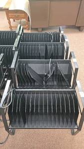 lot 256 image: (4) Laptop Charging Cart, 30 Device Capacity, 16 Outlets Per Cart