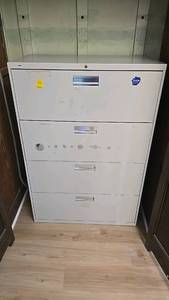 lot 272 image: 4-Drawer Lateral Filing Cabinet, Metal, Light Gray, Key Lock