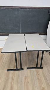 lot 281A image: (2) Rectangular Table, Light Grey Top, Black T-Leg, 60x24x30 in