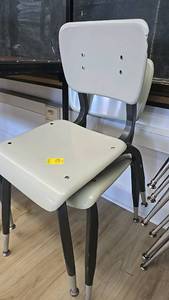 lot 287D image: (2) Metal & Plastic School Chair, Light Gray, Stackable Design