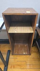lot 292 image: Compact Wooden Shelving Unit, 2 Shelves, Brown Finish