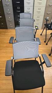 lot 295A image: (4) Office Chair with Mesh Back, Padded Seat, Fixed Armrests, Casters