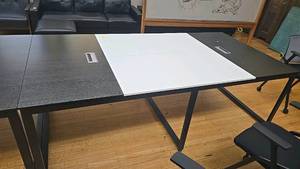 lot 296A image: Black & White Conference Table, 120x48 in, Cable Management