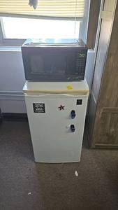 lot 311 image: Mini Refrigerator and Microwave Oven Combo, White & Black, Digital Display