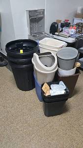 lot 317 image: Large Capacity Trash and Recycling Bins, Various Colors