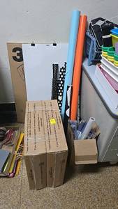 lot 324 image: Variety of Construction Paper and Art Supplies, Multiple Colors and Patterns and Air Filters