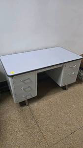 lot 328 image: Metal Office Desk, 6 Drawers, WhiteGrey, Approx. 60x30x30