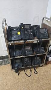 lot 336 image: (14) Aplux Desk Phones, Wired, LCD, Quantity of 10, Includes Handsets and Cart