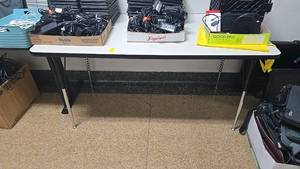 lot 364 image: Table, 60x30x29, Metal Legs, White Top, Black Legs