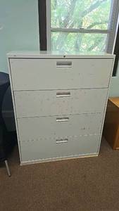 lot 503 image: Lateral Filing Cabinet, 4 Drawers, Metal, Light Gray